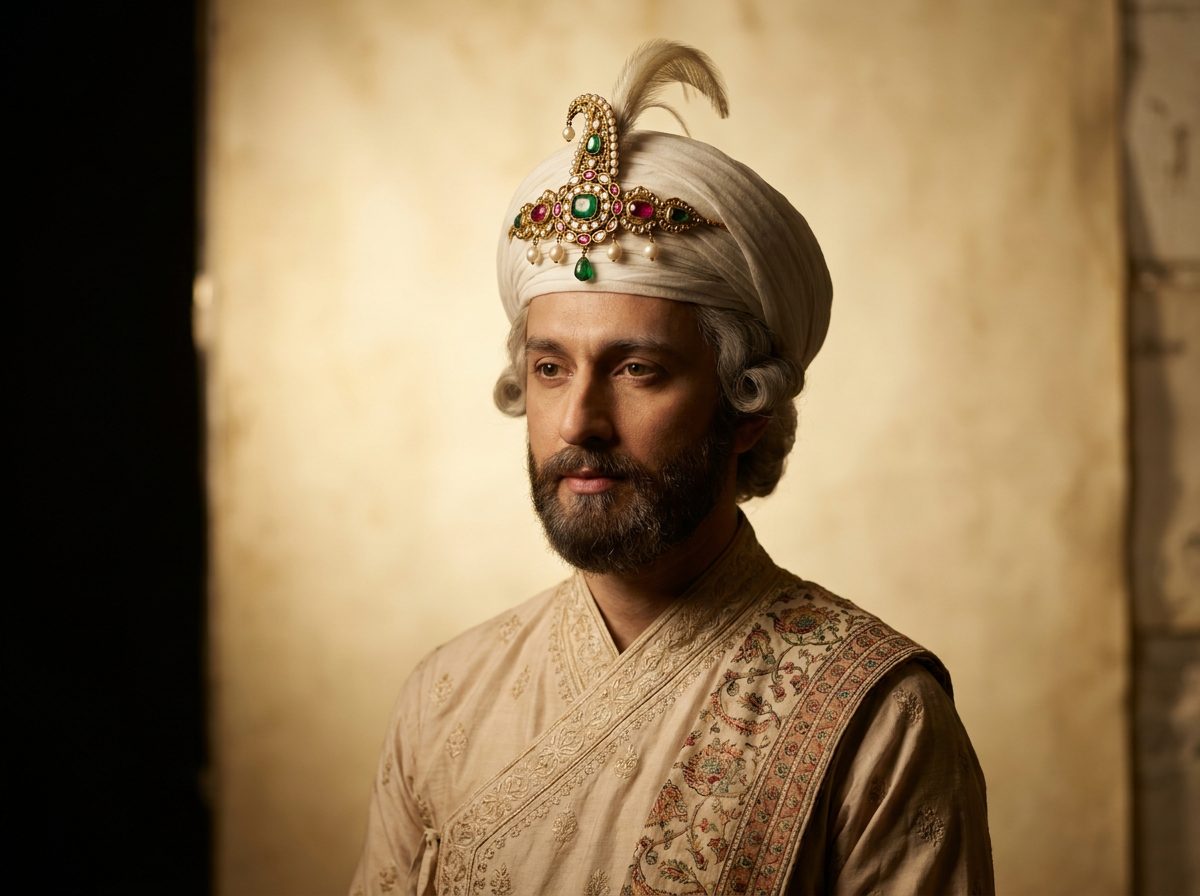 Lt. Col. James Achilles Kirkpatrick in Mughal court dress with a jewelled turban sarpech